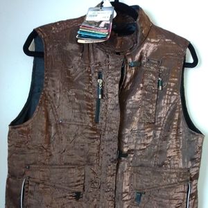Jamie Sadock Golf Vest Metallic Brown Lightweight